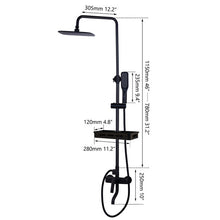 Load image into Gallery viewer, KEMIDI Matte Black Rainfall Shower Faucet Set Single Lever Bathtub Shower Mixer Faucet &amp; Storage Shelf  Shower Mixer Water Tap
