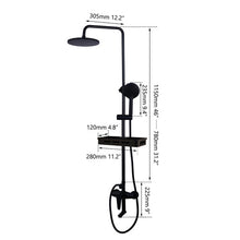 Load image into Gallery viewer, KEMIDI Matte Black Rainfall Shower Faucet Set Single Lever Bathtub Shower Mixer Faucet &amp; Storage Shelf  Shower Mixer Water Tap
