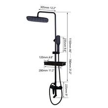 Load image into Gallery viewer, KEMIDI Matte Black Rainfall Shower Faucet Set Single Lever Bathtub Shower Mixer Faucet &amp; Storage Shelf  Shower Mixer Water Tap
