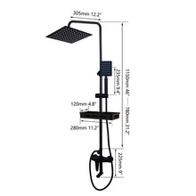 Load image into Gallery viewer, KEMIDI Matte Black Rainfall Shower Faucet Set Single Lever Bathtub Shower Mixer Faucet &amp; Storage Shelf  Shower Mixer Water Tap
