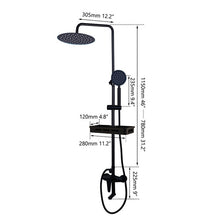 Load image into Gallery viewer, KEMIDI Matte Black Rainfall Shower Faucet Set Single Lever Bathtub Shower Mixer Faucet &amp; Storage Shelf  Shower Mixer Water Tap
