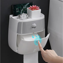 Load image into Gallery viewer, Waterproof Wall Mount Toilet Paper Holder Shelf Toilet Paper Tray Roll Paper Tube Storage Box Creative Tray Tissue Box Home
